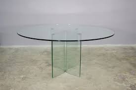 Tempered Glass Round Table 1980s For