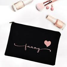 personalized cotton canvas cosmetic bag