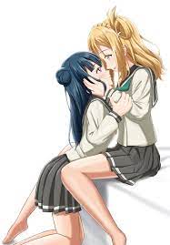 Download Amorous Anime Lesbian Couple Wallpaper | Wallpapers.com