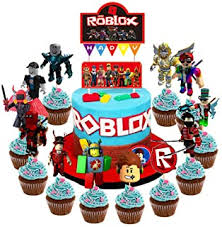 Roblox themed birthday cake and cupcakes jam sweet jam. Amazon Com Roblox Cake Topper