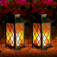 2 pack led solar lantern outdoor with