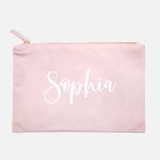 custom name makeup bag baby pink