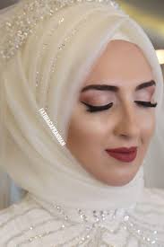 custom ivory muslim bridal veil with