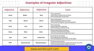 70 exles of irregular adjectives in