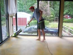 staining a concrete floor is easy just