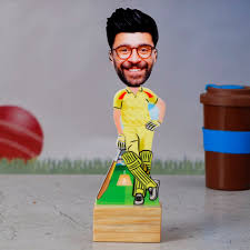 cricketer personalized caricature stand