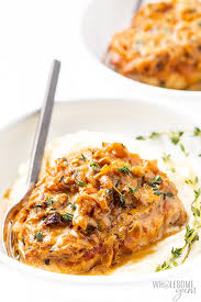 Bake the mixture in a 350 f oven for about 45 minutes. Baked Smothered Pork Chops Recipe With Onion Gravy Wholesome Yum
