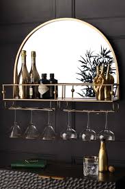 Gold Metal Bar Shelf With Mirror