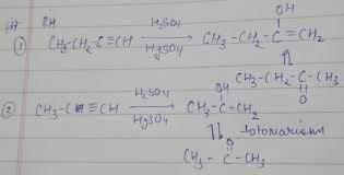 i) Give the hydration of 1 - butyne.(ii) Convert propyne to propyn - 2 - ol.