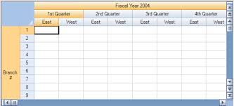 a header with multiple rows or columns