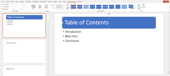 Powerpoint Table Of Contents Your How