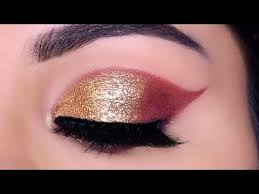 very easy gold glitter eye makeup for