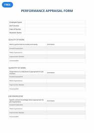 Free Performance Appraisal Form Employee Evaluation Form