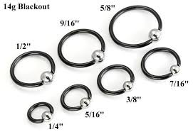 14g Titanium Blackout Captive Bead Ring With Steel Ball