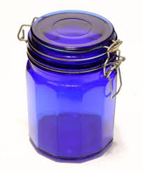 Vintage Cobalt Blue Glass Canister Jar