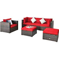 6 Pieces Patio Rattan Furniture Set