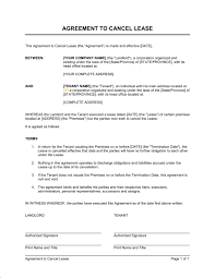 Agreement To Cancel Lease Template Word Pdf By