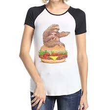 Amazon Com Cute Sloth Burger Raglan Short Sleeve T Shirt