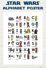 Instant Download Star Wars Kids Alphabet Characters Print Chart Posters White