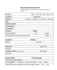 Information Sheet Template New Patient For Brilliant Client