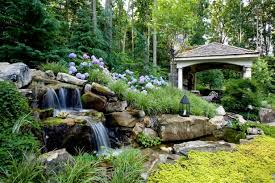 backyard waterfalls and landscaping
