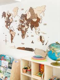 Handcrafted Wooden World Map Wall Art
