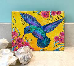 Hummingbird Ceramic Tile Wall Art