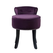 Purple velvet dressing table stool. Inspired Home Margot Nailhead Trim Rolled Back Purple Velvet Vanity Stool Vs52 02pl Hd The Home Depot