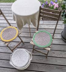 Set Of 2 Round Chair Pads Rustic Rope