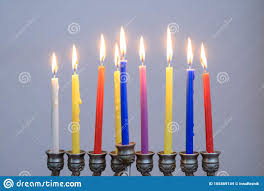 Jewish Holiday Hanukkah Background With Menorah And Colorful