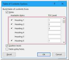 how to create a table of contents link