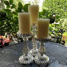 Mercury Glass Pillar Candle Holder Set