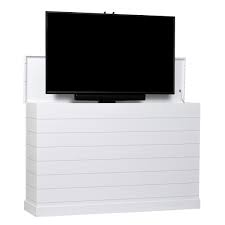 outdoor shiplap tv lift cabinet white