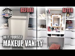 diy makeup vanity in unused closet