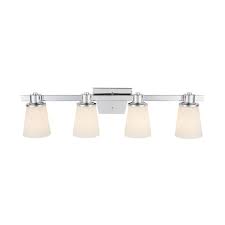 Home Decorators Collection 4 Light Chrome Bath Vanity Light With Bell Shaped Etched White Glass 15344 The Home Depot
