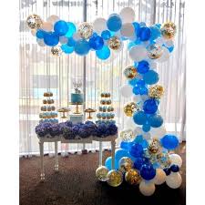 partywoo blue gold and white balloons