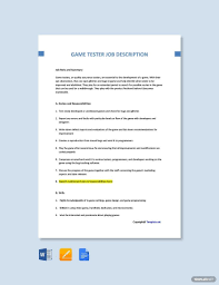 game tester job ad and description