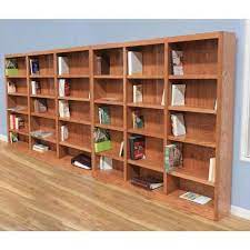 Wood 15 Shelf Triple Wide Wood Bookcase