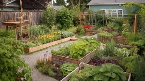 An Urban Backyard Vegetable Garden With