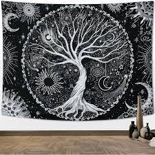 Tree Of Life Tapestry Black And White
