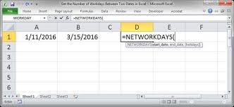 workdays between two dates in excel