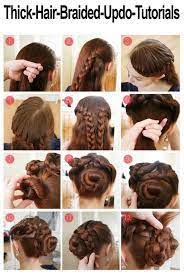This hairstyle can be done easily with just a couple of having puffy and thick hair is no trouble at all. Braided Hairstyle For Thick Hair Alldaychic Long Hair Styles Thick Hair Styles Braided Hairstyles Updo
