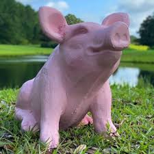 Cute Seated Pig Statue For Indoor Or