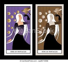 Maybe you would like to learn more about one of these? Nine Of Pentacles Tarot Cards Beautiful Woman Carrying A Hawk On Her Hand And Nine Bright Golden Pentacles In The Canstock