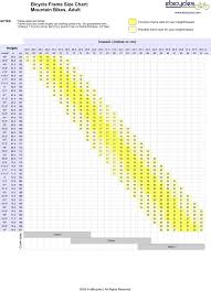 free mountain bicycle frame size chart