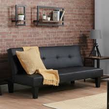 Black Leather Sofa Guest Day Bed
