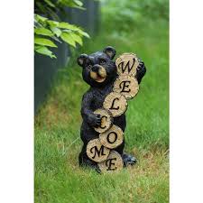 Luxenhome Welcome Bear Garden Statue