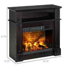Homcom 32 Electric Fireplace Mantel Freestanding Heater Brown