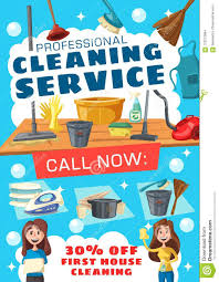 Cleaning Service Poster With House Clean Tools Stock Vector