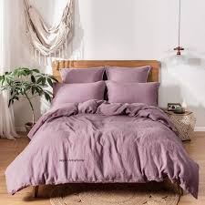 Linen Duvet Cover Purple Color Bedding